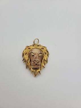 Vintage Signed RAZZA Lion Head Pendant- 1970s Designer Mogul Figural